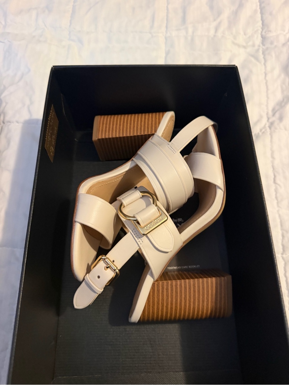 Coach Mabel Leather Sandal in Chalk - Picture 2 of 6
